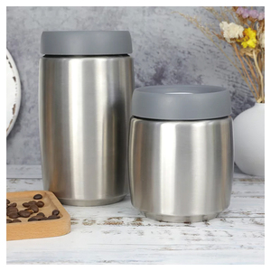 Thanhot 800ml caffè sigillato serbatoio pressa vuoto chicco di caffè in acciaio inossidabile contenitore croccante tondo cerchio circolare barattolo circolare - Product Image 1