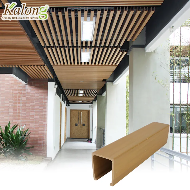 3d Suspended Ceiling WPC Linear Modern Interior Ttile Ceilings Environmental-friendly Fireproof WPC Baffle Ceilings