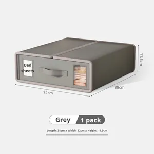 Caja de Almacenamiento Plegable para Sábanas con Tapa, Contenedor Organizador Apilable de Tela No Tejida con Ventana y Asa para Armario, Ropa de Cama, Mantas y Fundas de Almohada - Product Image 6
