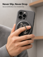 Support de téléphone magnétique double face personnalisé OEM/ODM avec logo, boucle de maintien rotative à 360° en ABS ultra-fin pour doigt