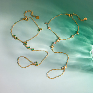 <span class=keywords><strong>Gioielli</strong></span> per Donne, Bracciale da Dito in Acciaio Inossidabile Americano con Zircone Verde, Anello di Lusso Leggero, Placcato Elettroliticamente, Non Sbiadisce - Product Image 4