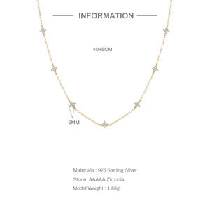 قلادة البرسيم رباعي الأوراق الكورية البسيطة من الفضة الإسترلينية عيار 925 مع زركون مكعب للنساء للارتداء اليومي وكهدية - Product Image 6