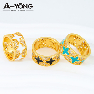 Anillos de Zirconia de Moda de Dubái, Chapados en Oro de 21k, Anillo Italiano Moderno de Color Hip Hop para Mujer, Joyería de Oro para Eventos y Fiestas - Product Image 2