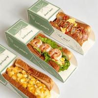 Boîte d'emballage en papier biodégradable pour sandwichs, sushis, hot-dogs, bonbons, gâteaux, gaufres, hamburgers – Idéale pour la restauration rapide à emporter – Vente chaude