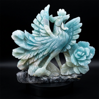 Kerajinan Kristal Berkualitas Tinggi, Patung Hewan Ukiran Tangan untuk Penyembuhan, Terbuat dari Campuran Batu Moss Agate dan Amazonite Phornix untuk Dekorasi