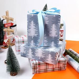 Wholesale 80g Christmas Checkered Tree Kraft <b>Paper</b> <b>Tissue</b> 43*300cm Gift Luxury Custom Packaging <b>Wrapping</b> <b>Paper</b> Roll - Product Image 6
