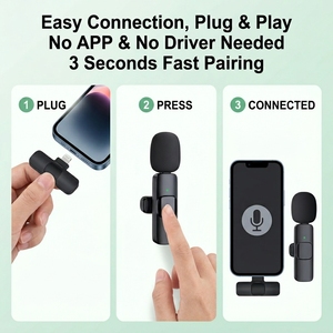Micrófono Lavalier Inalámbrico B2B, Micrófono Mini Portátil con Conexión Lightning para Grabación de Audio y Video, para iPhone y Android, Transmisión <span class=keywords><strong>en</strong></span> <span class=keywords><strong>Vivo</strong></span> - Product Image 4