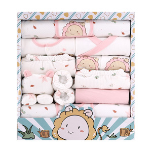 Venta al por mayor 100% algodón 0-3 meses bebé conjunto de Ropa Accesorios de pantalón para niños multi-capa baby shower regalo recién nacido conjunto - Product Image 2