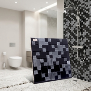 Mosaïque de verre pour piscine, mélange de <span class=keywords><strong>noir</strong></span>, gris <span class=keywords><strong>et</strong></span> <span class=keywords><strong>blanc</strong></span>, décoration murale, mosaïque de verre simple <span class=keywords><strong>et</strong></span> cristalline - Product Image 1