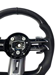 Volant sport en cuir et fibre de carbone pour Mercedes-Benz AMG <span class=keywords><strong>GT</strong></span> A35 <span class=keywords><strong>A45</strong></span> C63 E63 G63 W222 W223, amélioration des performances intérieures - Product Image 4