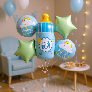 <b>Baby</b> Boy <b>Bottle</b> Foil Balloon Bouquet 5pcs Print <b>Baby</b> Shower Birthday Party Decor Kids Toy YB17 - Product Image 2