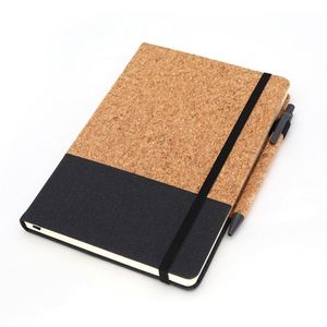 New Products Ideas Business 2026 Custom Logo A5 Business Notebook Combined Cork PU Leather Color Block Meeting Diary <b>Pen</b> Holder - Product Image 1