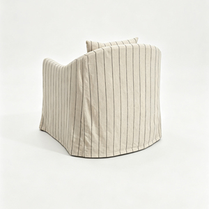 Poltrona <span class=keywords><strong>in</strong></span> Stile Wabi Sabi con Rivestimento <span class=keywords><strong>in</strong></span> Lino a Righe, Copertura Rimovibile e Lavabile, Base con Gonna <span class=keywords><strong>in</strong></span> <span class=keywords><strong>Tessuto</strong></span> - Product Image 3
