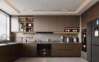 Meubles de cuisine modulaires en L modernes et personnalisés avec évier pour villa