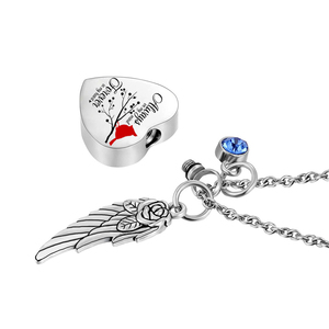 Collar con urna de corazón para cenizas, 12 piedras de nacimiento, joyería de cremación para cenizas, siempre en mi mente, para siempre en mi corazón - Product Image 3