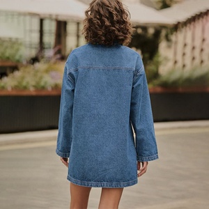 เดรสยีนส์แขนยาวสไตล์ลำลองสำหรับผู้หญิง ดีไซน์ใหม่ คอปกพับติดกระดุม มีกระเป๋า ผ้าฝ้าย ทรงมินิเดรส - Product Image 2