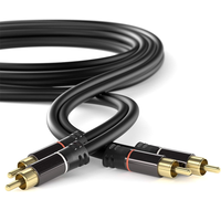 Câble audio noir personnalisé de haute qualité 3m 5m 8m 10m plaqué or 2 Rca mâle à 2 Rca mâle câble audio Rca mâle