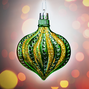 V 48 Glitter Teardrop Adornos de Navidad Juego de 5 - Product Image 6