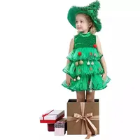 ชุดเดรสคริสต์มาสสุดหรูสำหรับเด็กผู้หญิง,ชุดเดรสการแสดงสำหรับเด็กอนุบาลสีเขียวชุดคริสมาสต์