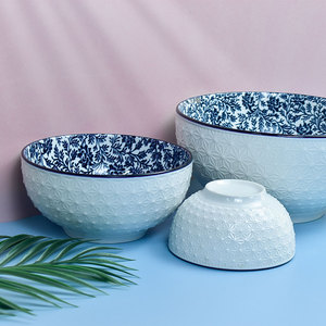 Tazón Redondo de Cerámica de Porcelana para Sopa China, Precio de Fábrica, Listo para Enviar, Impreso Bajo Esmalte, Color Azul - Product Image 2