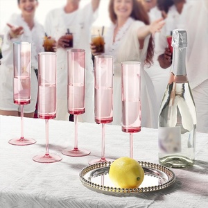 Flûtes à champagne roses en plastique PS personnalisables avec logo pour mariage, bar et fournitures de fête - Product Image 5