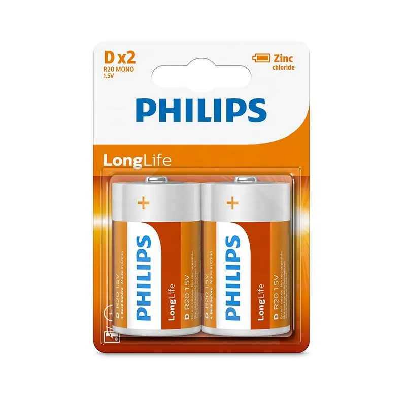 Philips obral besar R20 ukuran D Super berat 1.5V baterai kering karbon seng