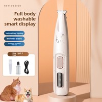 Professioneller Sicherer Geräuscharmer Tierpflege-Haarschneider Wiederaufladbar Wasserdicht LED-Licht Trimmer 2 Breitenklingen für Hunde/Katzen Pfoten Gesicht Ohren