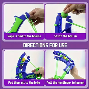 Juego de arco y flecha de plástico azul con bolas de espuma de colores para niños, juego al aire libre, 33 cm, 19,5 cm, 3 cm - Product Image 3