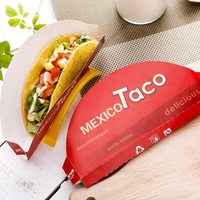 Conception d'impression personnalisée Boîte à tacos unique biodégradable jetable Conteneur à taco à emporter Porte-taco en papier