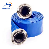 Tuyau plat flexible en PVC épais résistant à la corrosion Hongjiang pour l'irrigation agricole, 6 pouces, bleu, 100 m, pour le refoulement d'eau