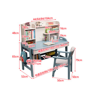 Juego de escritorio y silla de estudio para niños, altura ajustable, diseño moderno de madera maciza para estudiantes de primaria, mesa de estudio para el hogar, 100x55cm - Product Image 2