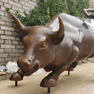 Бронзовая скульптура быка, статуя быка с поднятым рогом, скульптура борющегося быка, статуя быка с Уолл-стрит - Product Image 6