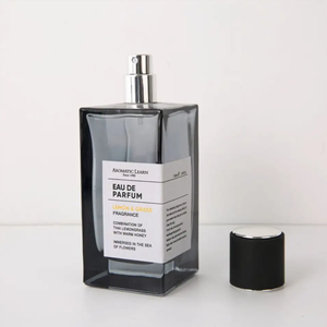 Botella de perfume de cristal personalizada al por mayor 30ml <span class=keywords><strong>50ml</strong></span> 100mL botella de perfume de cristal transparente cuadrada con tapa negra - Product Image 2