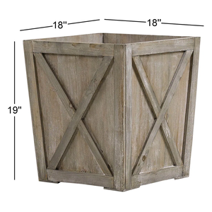 Rétro Vintage Pin Bois carré Grande Jardinière Surdimensionnée Boîte de Jardinière en Bois en forme de X surélevée pour l'extérieur ou votre salon - Product Image 2