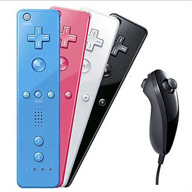 2 1 Gamepad Remote Controller Joystick Built-in Motion Plus Nunchaku for Wii/Wii U Wireless 2.4GHz Vibration Motor ABS Plastic