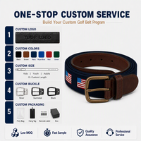 Ceintures de golf et de sport en cuir véritable et toile brodée au point d'aiguille avec logo personnalisé de haute qualité pour clubs de golf OEM ODM