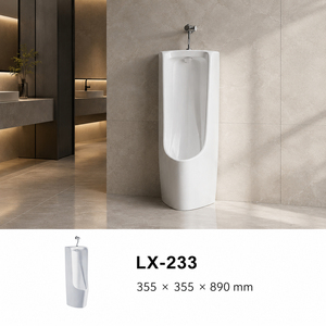 <span class=keywords><strong>Urinoir</strong></span> en céramique autoportant pleine hauteur 355x355x890mm, avec vidange vertical direct et chasse manuelle, pour toilettes - Product Image 1