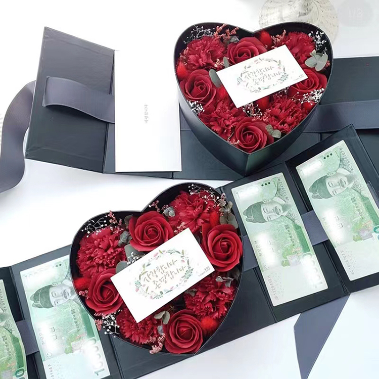 luxury handmade preserved you bouquet box custom size shape ribbon gift rose flower packaging box for flower arrangements