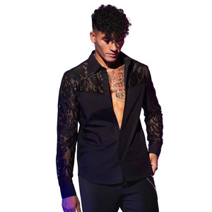 <span class=keywords><strong>Chemise</strong></span> à manches longues pour <span class=keywords><strong>homme</strong></span> avec <span class=keywords><strong>dentelle</strong></span>, tendance et sexy, style cool - Product Image 4