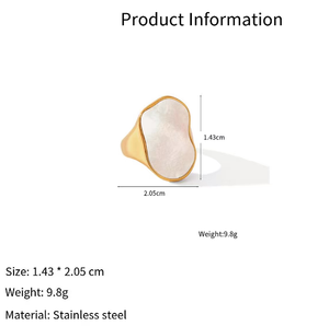 Nouvelle Bague Tendance 2026 en Acier Inoxydable Style Ins, Incrustée de Coquillage Blanc, Plaqué Or, Design Fini, pour <span class=keywords><strong>Femme</strong></span> - Product Image 3