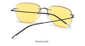 Gafas <span class=keywords><strong>de</strong></span> Lectura Progresivas Multifocales con Lentes Amarillas <span class=keywords><strong>de</strong></span> Visión Nocturna, Montura Metálica sin Aro, Anti-Luz Azul y Fotocromáticas - Product Image 4