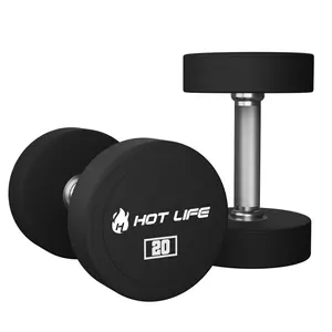 Gym Equipment Weight Lifting Dumbbells Manufacturer Home Exercise Urethane Round Head PU Dumbbell