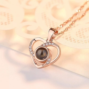 Charm moda gioielli classici da donna in lingua 100 ti amo proiezione cuore collana pendente da donna - Product Image 3