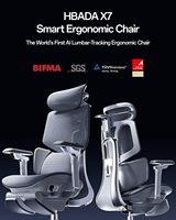 Fauteuil de Bureau Ergonomique Intelligent Hbada X7 Gris, avec Suivi Lombaire Entièrement Automatisé, Appui-tête 4D, Accoudoirs Réglables à 720°, Pivotant