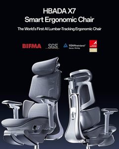 Fauteuil de Bureau Ergonomique Intelligent <span class=keywords><strong>Hbada</strong></span> X7 Gris, avec Suivi Lombaire Entièrement Automatisé, Appui-tête 4D, Accoudoirs Réglables à 720°, Pivotant - Product Image 3