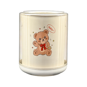 Bear Printed Double Layer Trash Can Removable Inner Bucket Cylindrical Indoor Use <b>Large</b> Capacity Lidless Waste Bin - Product Image 2