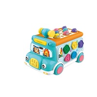 Dropshipping Shopify Kids Multifunctional Smart Bus Toy Hammer Game Gear Steering Wheel Music Lights Gift