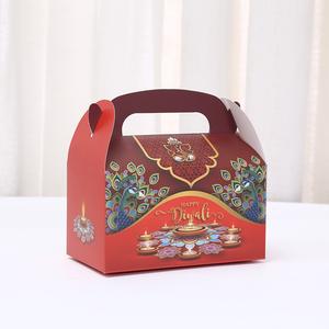مهرجان الأضواء سعيد ديوالي لوازم الحزب الهندي تصميم هندو المحمولة صناديق الوجبات الخفيفة حالة الكرتون هدية مربع اللون - Product Image 5