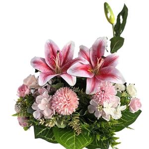 Centre de table de mariage et décoration de maison en fleurs artificielles en soie, mélange de tournesols, lys, roses et hortensias roses, très demandé - Product Image 5