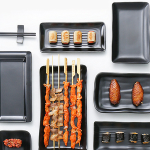 Plats de marmite commerciaux assiettes noires en plastique assiettes de restaurant en mélamine <span class=keywords><strong>rectangle</strong></span> de sushi profond - Product Image 5